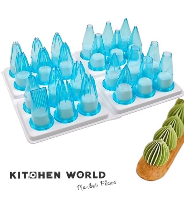 ชุดหัวบีบครีมโพลีคาร์บอเนต KCW PT0182 เซ็ต 24 ชิ้น สีฟ้า